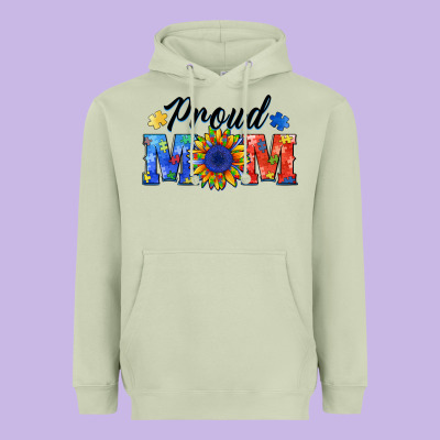 Proud Mom Autism Heavyweight Hoodie Designed By Barkaloodesign