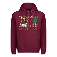 Burgundy merry bright Premium Hoodie - MaliasSmallBusiness