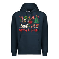 Navy merry bright Premium Hoodie - MaliasSmallBusiness
