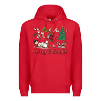 Red merry bright Premium Hoodie - MaliasSmallBusiness