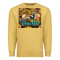 Antique Gold Western Teacher Pencil With Sunflowers Premium Sweatshirt - LillyAllenDesigns