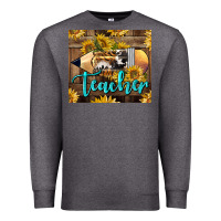 Charcoal Heather Western Teacher Pencil With Sunflowers Premium Sweatshirt - LillyAllenDesigns