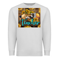Dove Grey Western Teacher Pencil With Sunflowers Premium Sweatshirt - LillyAllenDesigns