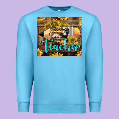 Western Teacher Pencil With Sunflowers Premium Sweatshirt Designed By Lillyallendesigns