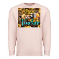 Pale Pink Western Teacher Pencil With Sunflowers Premium Sweatshirt - LillyAllenDesigns