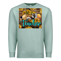 Seafoam Western Teacher Pencil With Sunflowers Premium Sweatshirt - LillyAllenDesigns