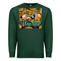 Sports Green Western Teacher Pencil With Sunflowers Premium Sweatshirt - LillyAllenDesigns