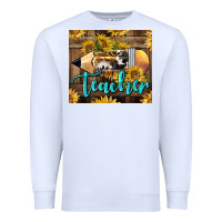 White Western Teacher Pencil With Sunflowers Premium Sweatshirt - LillyAllenDesigns