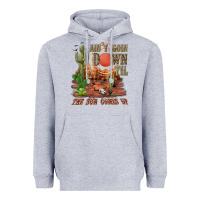 Heather Grey aintgoin down til the sun comes up desert Heavyweight Hoodie - NancyCooperArtShop