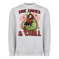 Heather Grey true crimes & chill Heavyweight Sweatshirt - MaliasSmallBusiness