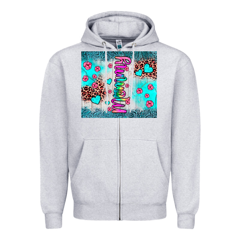 Mommy Leopard Turquoise Zipper Hoodie by JahusDesignShop | Teevron