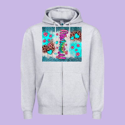 Mommy Leopard Turquoise Zipper Hoodie Designed By Jahusdesignshop