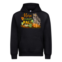 Black Here Comes Fall Owl Urban Hoodie - LillyAllenDesigns