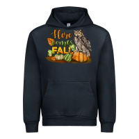 Navy Here Comes Fall Owl Urban Hoodie - LillyAllenDesigns