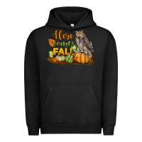 Pigment Black Here Comes Fall Owl Urban Hoodie - LillyAllenDesigns
