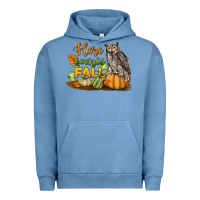 Pigment Pebble Blue Here Comes Fall Owl Urban Hoodie - LillyAllenDesigns
