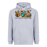 Heather Grey peace love longhorn heifer Heavyweight Hoodie - LillyAllenDesigns