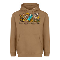 Toasted Coconut peace love longhorn heifer Heavyweight Hoodie - LillyAllenDesigns