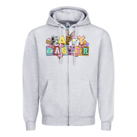 Heather Grey happy easter Zipper Hoodie - AdoDesignShop