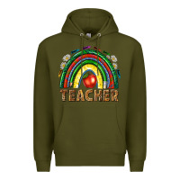 Army Green rainbow teacher Premium Hoodie - NancyCooperArtShop