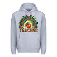 Heather Grey rainbow teacher Premium Hoodie - NancyCooperArtShop