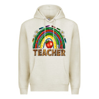 Oatmeal Heather rainbow teacher Premium Hoodie - NancyCooperArtShop