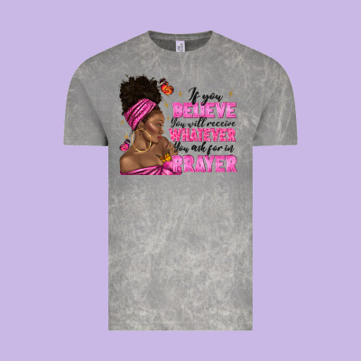 Vintage Tee afro woman bun and religion faith prayer