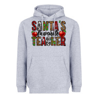 Heather Grey santa's favorite teacher Heavyweight Hoodie - Jasminsmagicworld