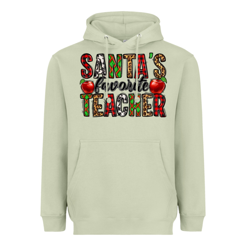 Santa's Favorite Teacher Heavyweight Hoodie by Jasminsmagicworld | Teevron