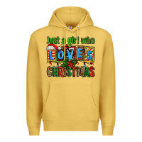 Antique Gold just a girl who loves christmas Premium Hoodie - AdoDesignShop