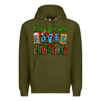 Army Green just a girl who loves christmas Premium Hoodie - AdoDesignShop