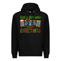 Black just a girl who loves christmas Premium Hoodie - AdoDesignShop