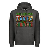 Charcoal Heather just a girl who loves christmas Premium Hoodie - AdoDesignShop