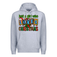 Heather Grey just a girl who loves christmas Premium Hoodie - AdoDesignShop