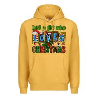 Mustard just a girl who loves christmas Premium Hoodie - AdoDesignShop