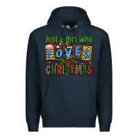 Navy just a girl who loves christmas Premium Hoodie - AdoDesignShop