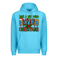 Ocean Blue just a girl who loves christmas Premium Hoodie - AdoDesignShop