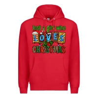 Red just a girl who loves christmas Premium Hoodie - AdoDesignShop
