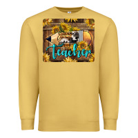 Antique Gold Western Teacher Pencil With Sunflowers Premium Sweatshirt - LillyAllenDesigns