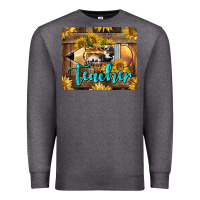 Charcoal Heather Western Teacher Pencil With Sunflowers Premium Sweatshirt - LillyAllenDesigns