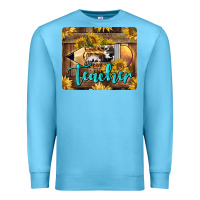 Ocean Blue Western Teacher Pencil With Sunflowers Premium Sweatshirt - LillyAllenDesigns