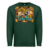 Sports Green Western Teacher Pencil With Sunflowers Premium Sweatshirt - LillyAllenDesigns