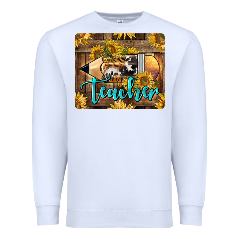 Western Teacher Pencil With Sunflowers Premium Sweatshirt by LillyAllenDesigns | Teevron