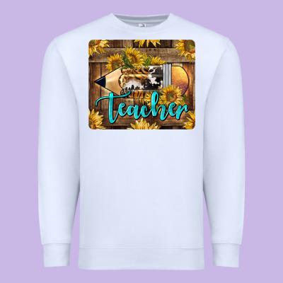 Western Teacher Pencil With Sunflowers Premium Sweatshirt Designed By Lillyallendesigns