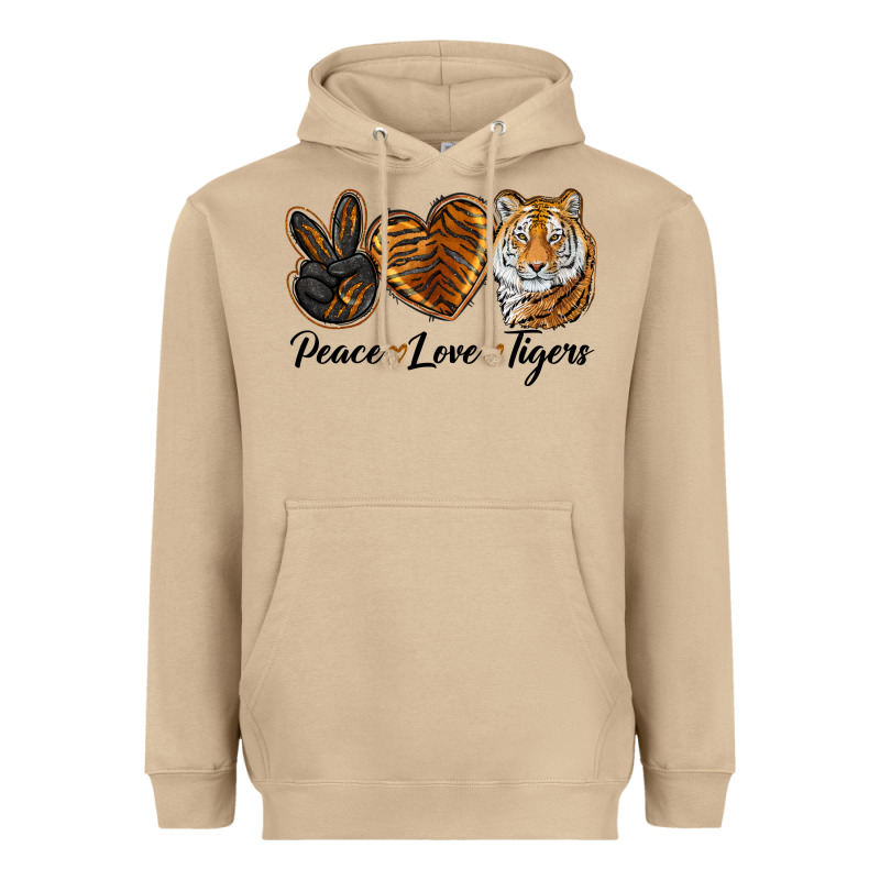 Peace Love Tigers Heavyweight Hoodie by LillyAllenDesigns | Teevron