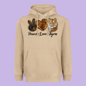 Peace Love Tigers Heavyweight Hoodie Designed By Lillyallendesigns