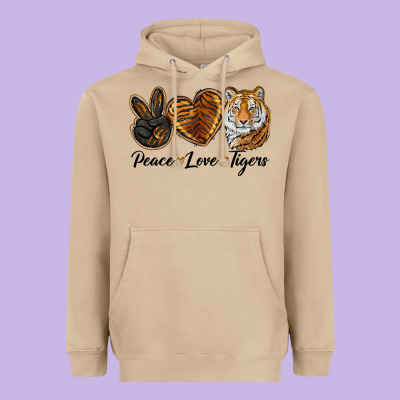 Peace Love Tigers Heavyweight Hoodie Designed By Lillyallendesigns
