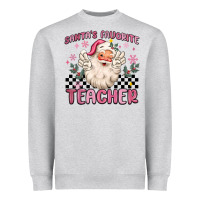 Heather Grey santa's favorite teacher Heavyweight Sweatshirt - MaliasSmallBusiness
