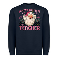 Navy santa's favorite teacher Heavyweight Sweatshirt - MaliasSmallBusiness