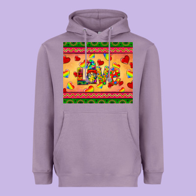 Autism Awareness Love Heavyweight Hoodie Designed By Barkaloodesign